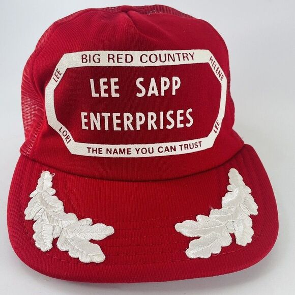 Lee Sapp Bros Enterprises Mesh Snapback Trucker Hat Cap VTG Big Red Country NE - Picture 2 of 11